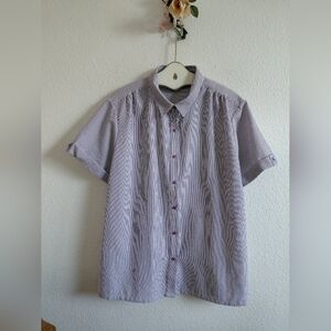 Boca Bay shortsleeve button down white/purple stripes shirt